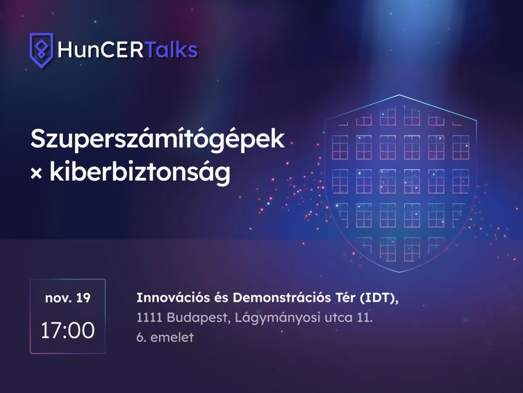 Szuperszámítógépek x kiberbiztonság novemberi meetup logója.