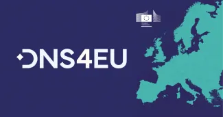DNS4EU logó egy Európa térkép mellett