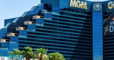 Exterior view of the MGM Grand Casino on the Las Vegas Strip.