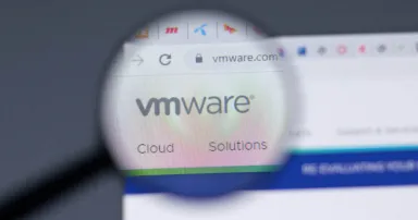 VMware logo close up on website page