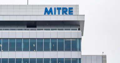 Tysons Corner, Virginia, USA- January 14, 2020: Sign of Mitre Co