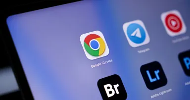 Google Chrome icon featuring red, green, yellow, and blue elements placed at screen, used for secure browsing, online access, and efficient internet navigation tasks