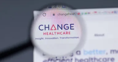 Change Healthcare logo close up on website page