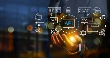 The API (application programming interface) provides the interface for communication between applications, simplifying application integration.