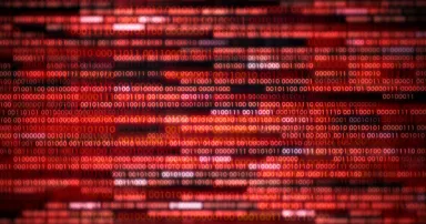 network hacked compromised. corrupted data. red binary code with missing pieces. computer technology problem virus error darknet and hacking background.