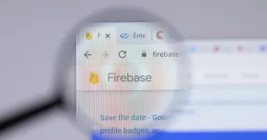 Firebase logo close-up on website page.