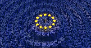 EU GDPR data bits and bytes wave ripples