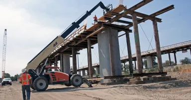 <p>Construction of the San Joaquin River Viaduct in July 5, 2017, in Fresno, Calif. (Photo by California High-Speed Rail Authority via Getty Images)</p>