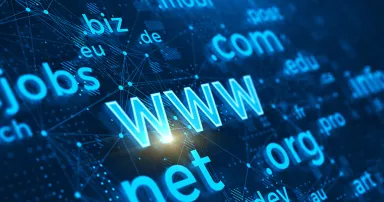 Domain names - internet and web telecommunication concept. 3d rendering