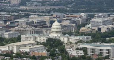 An aerial view of the U.S. Capitol in Washington is seen May 12, 2021.