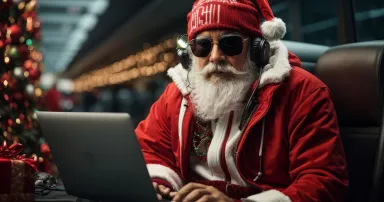 This holiday season, Santa Claus is upgrading his look with a hacker hoodie and sunglasses.