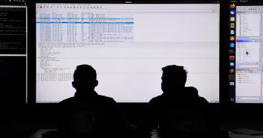 A team participates in a cyber exercise.