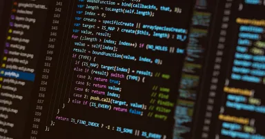 A computer screen with Javascript is seen