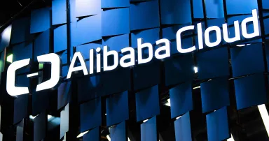 <p>A logo sits illuminated outside the Alibaba Cloud booth on day 2 of the GSMA Mobile World Congress 2019 on Feb. 26, 2019, in Barcelona, Spain. (Photo by David Ramos/Getty Images)</p>