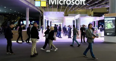 Microsoft's booth at the Mobile World Congress.