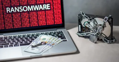 Hard disk file locked with monitor show ransomware cyber attack internet security breaches. Malware lock file concept for security article i.e. WannaCry or WannaCrypt attack all over the world