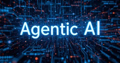 stunning futuristic background featuring "agentic ai" on a glowing circuit board. ideal for tech, ai, and innovation projects. high-resolution image perfect for websites, presentations, and more.