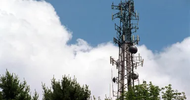 <p>A cell phone tower rises above the trees in Sudbury, Massachusetts. A trio of hacking clusters tied to China have been mimicking Hafnium and attacking telecommunications firms in Asia in part with the same Exchange server vulnerabilities. (Darren McCollester/Getty Images)</p>
