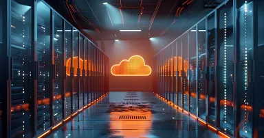 Modern cloud computing server setup with hybrid technology infrastructure background concept. Concept Cloud Computing, Server Setup, Hybrid Technology, Infrastructure, Background Concept