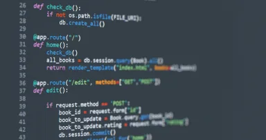 Python programming code is seen on a computer screen.