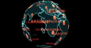 Digital global world map and technology research develpoment analysis to ransomware attack