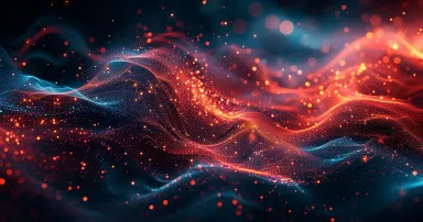 An abstract digital landscape created with vibrant waves of neon