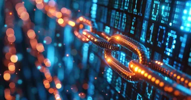 Supply chain vulnerability being exploited through a cyber attack on text code in an editor.
