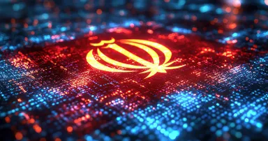 Iran Flag Digital Binary Code Cyberpunk Technology Concept