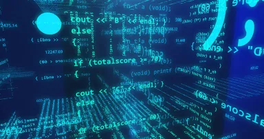 3d illustration of Application software programming source code. Open source concept.