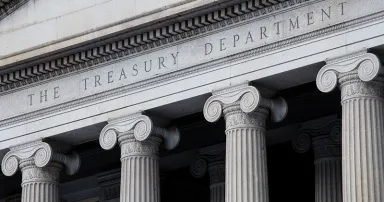 <p>The United States Treasury Department building in Washington, D.C.</p>