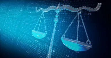 Cyber law, digital justice scales