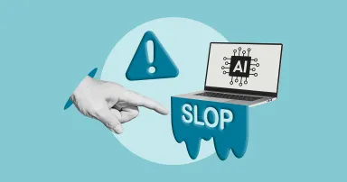 AI Slop Warning - Low Quality Generative Content. Stop Artificial Intelligence Digital Content Clutter