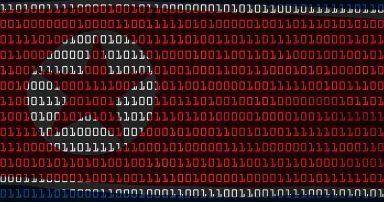 North Korea flag in digital 0s and 1s