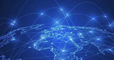 Global network connection. World map point and line composition concept of global business. Vector Illustration