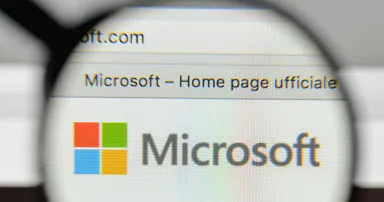 Microsoft logo on the website homepage.