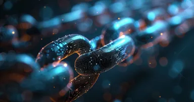 Modern digital abstract chain 3D background. Copy space --ar 16:9 --relax --stylize 250 Job ID: bd842730-d295-469f-935a-8d0e67e4b595