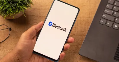 Bluetooth logo on phone screen