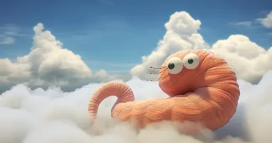 worm sitting on a cloud