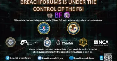 <p>FBI seizure notice on BreachForums homepage.</p>
