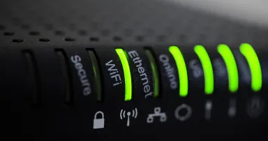 Close-up of a WiFi router