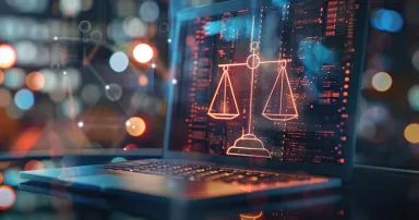 Laptop computer with legal law scale information and regulations