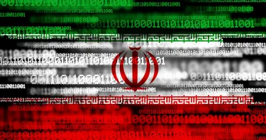 Flag of Iran on binary code