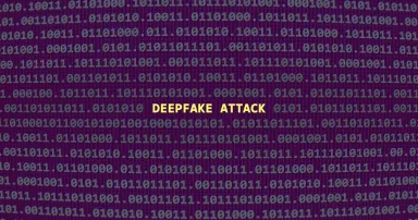 Cyber attack deepfake attack. Vulnerability text in binary system