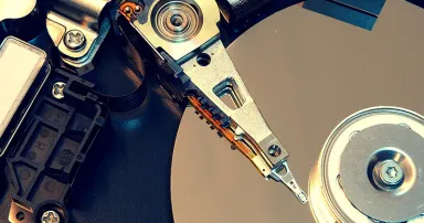 Close-up computer hard disk drive