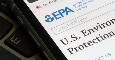 Closeup of the homepage of the Environmental Protection Agency