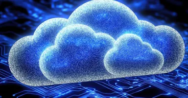 Cloud representing advanced ai-powered security solutions integrated with modern circuit technology for cyber protection.