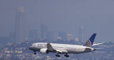 <p>A United Airlines 787 Dreamliner lands at San Francisco International Airport on October 19, 2021 in San Francisco, California. Five Republican Senators are asking the Biden administration to hold off on an emergency cybersecurity directive for rail and aviation companies and engage more with industry to avoid “unintended consequences.” (Photo by Justin Sullivan/Getty Images)</p>
