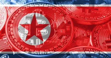 North Korea bitcoin flag