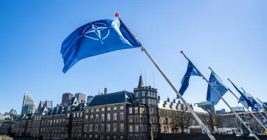 NATO flags flying in The Hague, The Netherlands